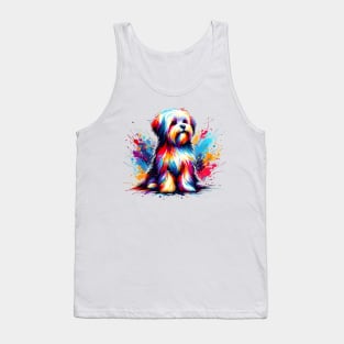 Vibrant Lowchen in Colorful Splash Art Style Tank Top